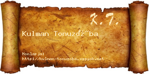 Kulman Tonuzóba névjegykártya